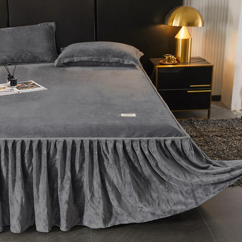 Однотонная юбка-кровать, бархатное покрывало на зимнюю кровать, приятные для кожи защитные наматрасники, домашнее покрывало roupa de cama (Нет наволочки)