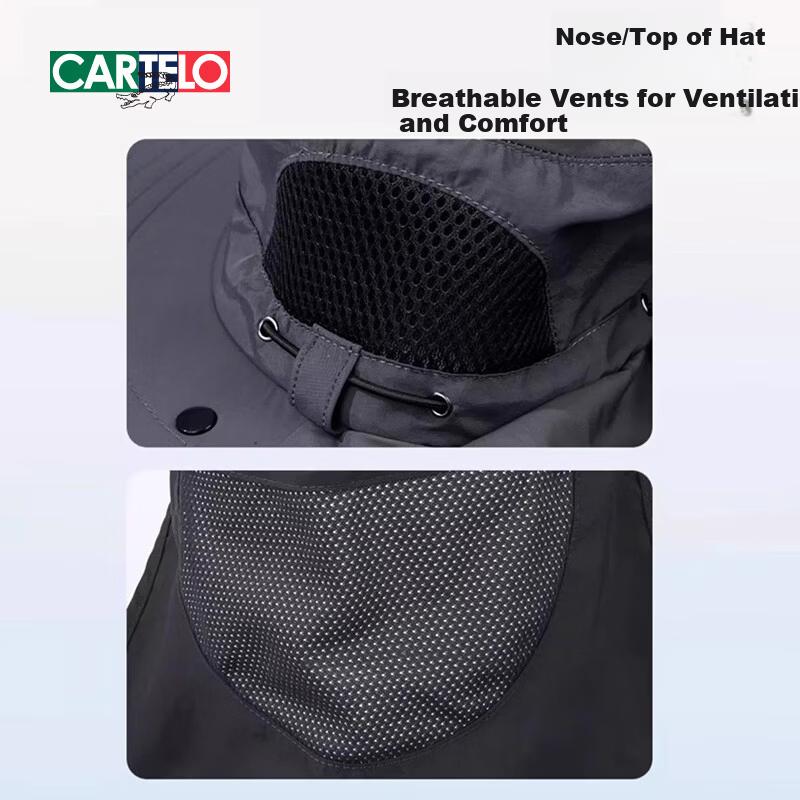 CARTELO Men's Sun Protection Hat UV Protection Outdoor Fishing Bucket Hat Summer Face Cover Sun Hat