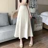 Retro High Waist Solid Color Long Skirt - Korean Style All-Match