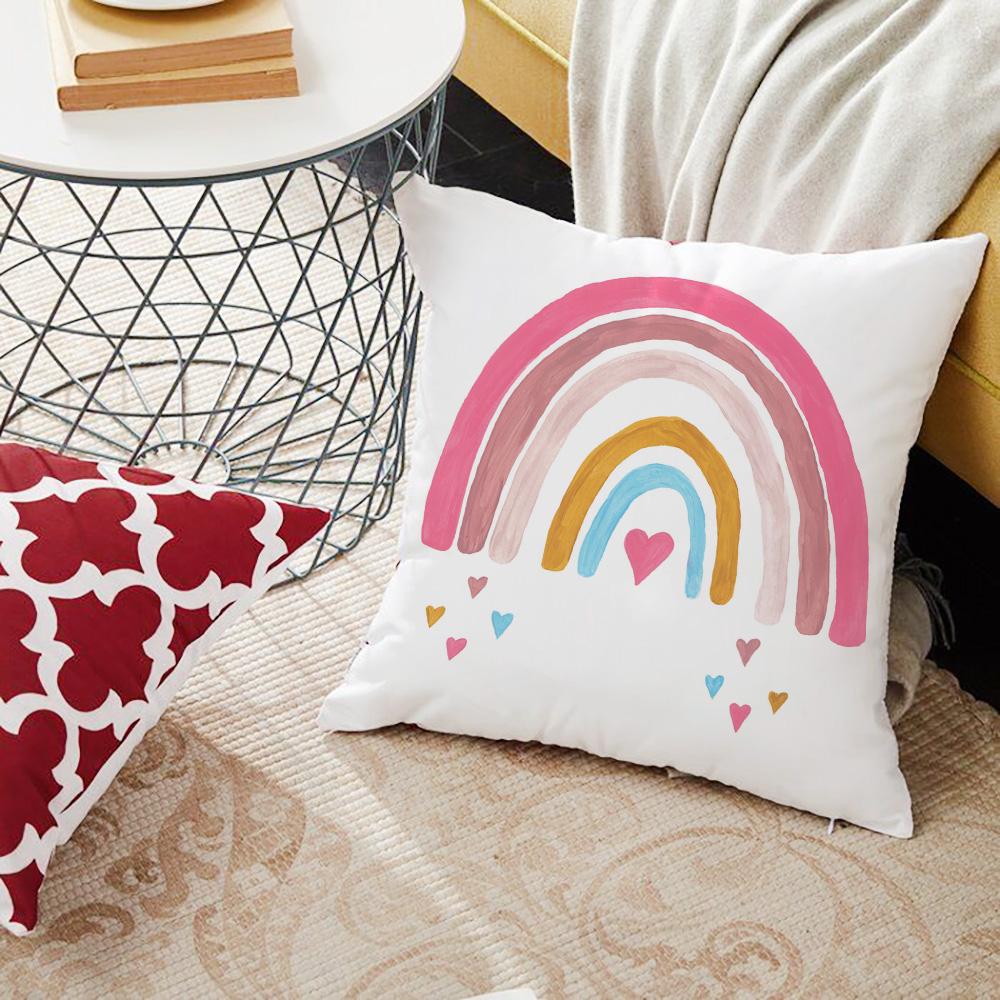 Rainbow Cute Print Pattern Throw Pillowcase Home Sofa Bed Decorative Pillowcase Car Office Decorative Pillowcase