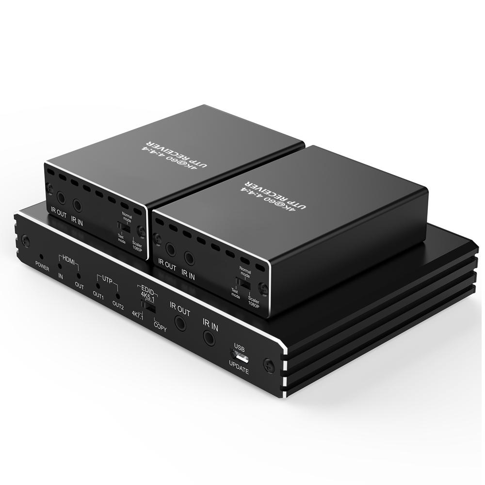 4K HDMI Extender 1x2 Over Cat6 50M HDMI 2.0 PoE IR RS232 EDID