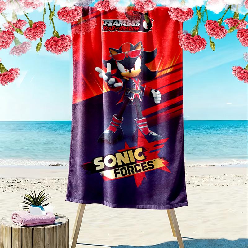 1pc SONIC Beach Towel, A Vibrant Beach Towel Suitable for Outdoor Activities, Camping, Hiking