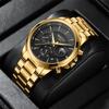 NIBOSI Brand New Luxury Gold Quartz Watch for Men Stainless Steel Waterproof Moon Phases Chronograph Watches Relogio Masculino