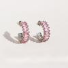 Серьги Summer Clear Pink Zircon C-образной формы Sweet Cool Wind Square Rock Sugar Diamond 327