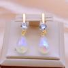 New Trendy White Shiny Imitation Pearl Drop Earrings for Women Fashion Zircon Earring Jewelry Party Accessories