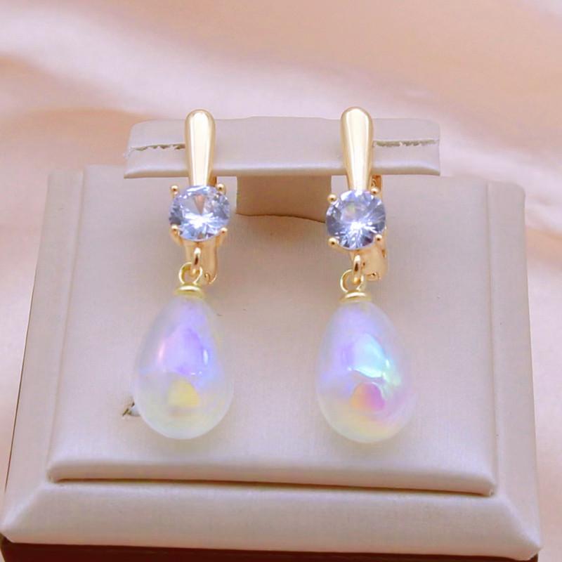 Shiny New Imitation Trendy White Pearl Drop Earrings For Women Fashion Zircon Earring Jewelry Party Accessories