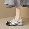 Square Head Single Shoes Women'S Thick Heel Light Mouth French Word With Color Matching Mary Jane Shoes Fairy Style