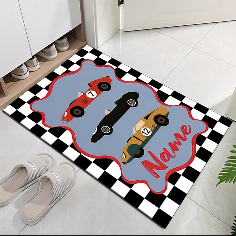 Custom Name Car Printed Carpet, for Office Chair Living Room Bedroom Kitchen Room Decor Gifts.
