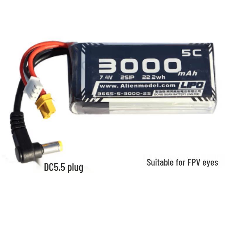 ALIENMODEL 3000mAh 7.4V 2S LiPo Battery for Jumper T16 & FPV Goggles