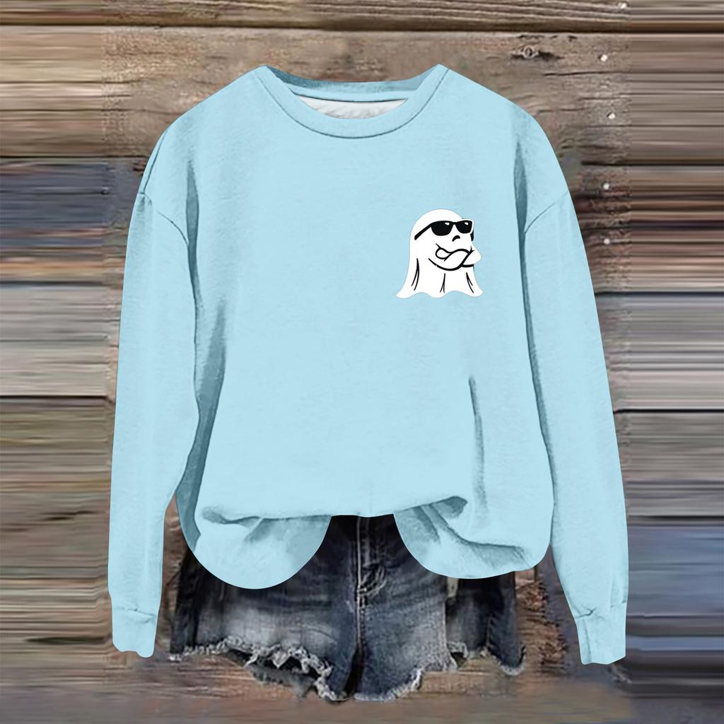 Женская модная повседневная толстовка с длинным рукавом и принтом на Хэллоуин