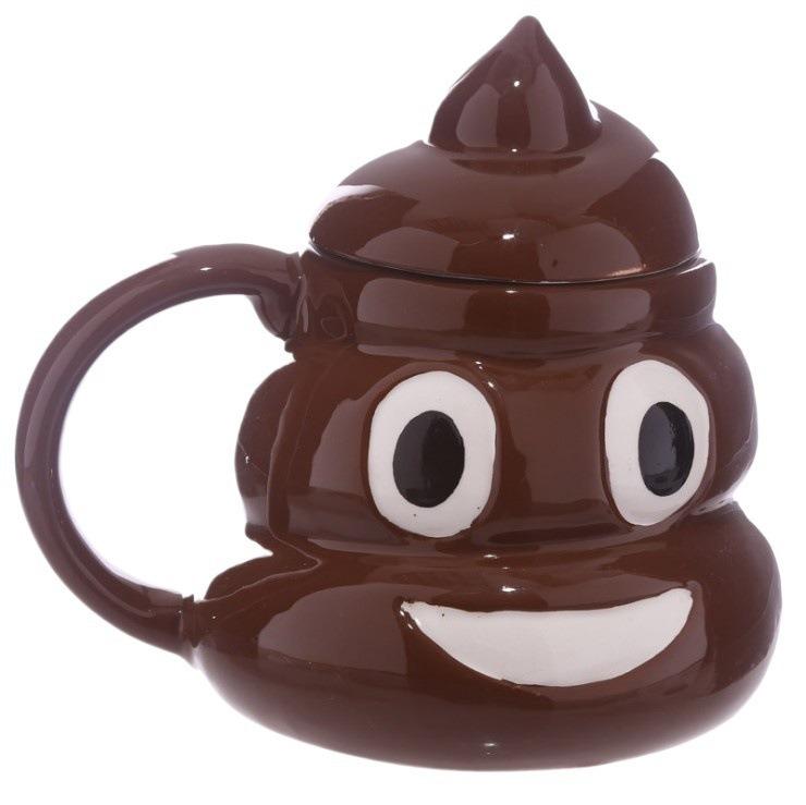 Poop Ceramic Cup - Prank, Funny, Trick, Personality Poop Mug, Coffee Cup with Lid, Gag Gift