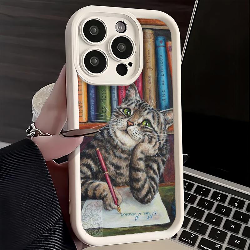 Чехол для телефона iPhone 17 Air 16E 15 16 Pro Max Смешные кошки Модный стиль Чехол 14 Plus 13 12 Mini Мягкий корпус Силиконовые Fundas