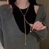 Minimalist Women's Pearl Necklace, S925 Sterling Silver, Adjustable Long Sweater Chain
