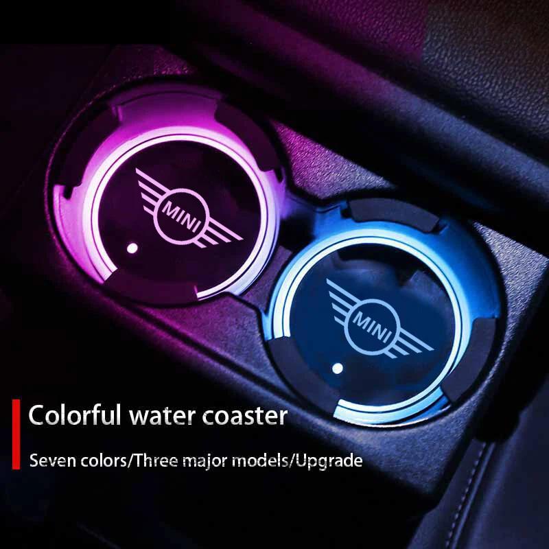 Автомобильный цветной светодиодный светящийся подстаканник-подставка для BMW Mini F54 F55 F56 F60 R60 Clubman Countryman Автоаксессуары