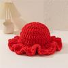 New Colorful Crochet Ruffle Brim Knit Bucket Hats Winter Woman Handmade Stretch Fisherman Cap