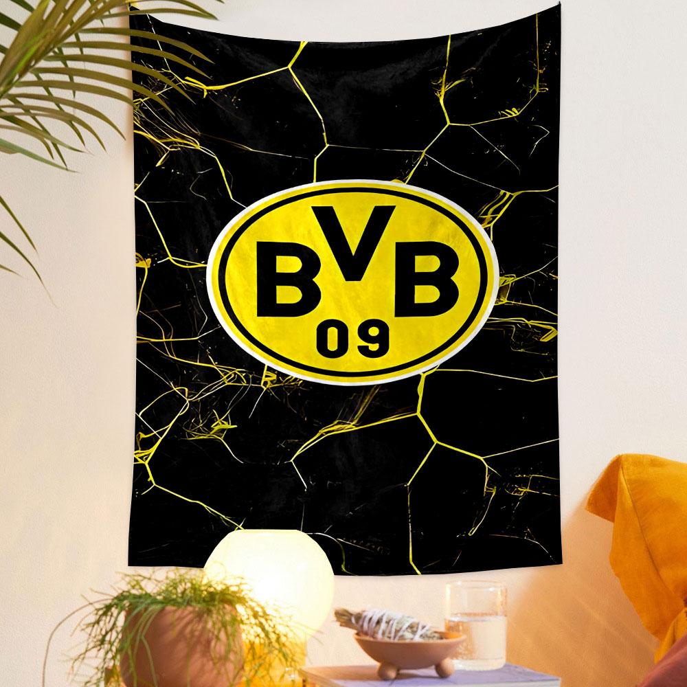Yellow BVB 09 Logo on Dark Background Patterned tapestry home decor, suitable for bedroom and living room, gift