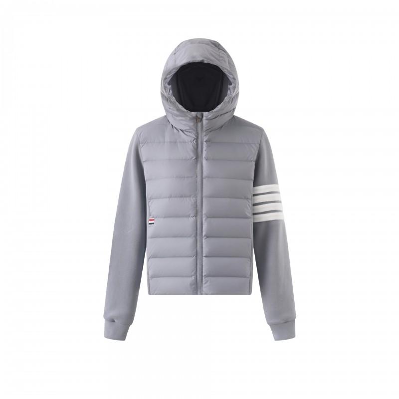 2026 Womens Hooded Down Jacket TB Stripe Spliced Outdoor Sports Warm Winter Coat