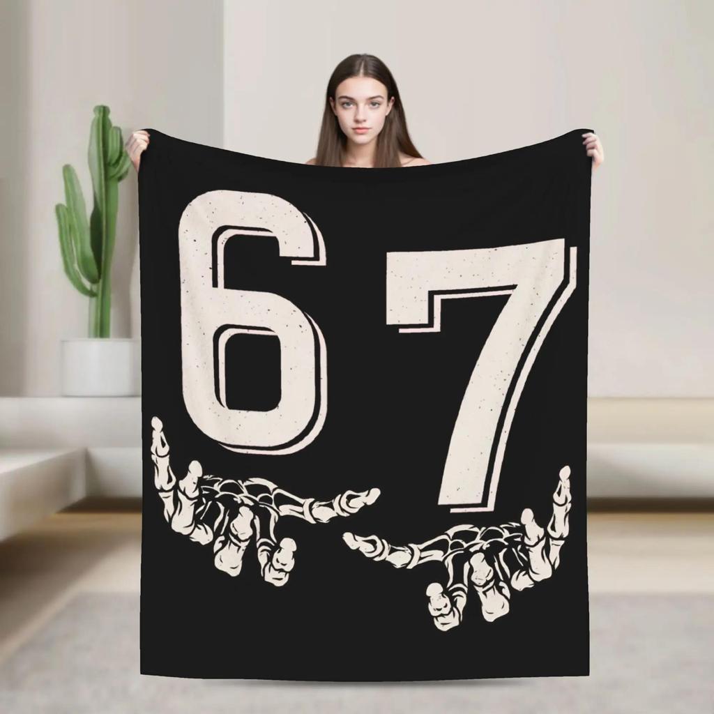 Christmas Humor Santa Says Six Seven Flannel Blanket Winter Warm Soft Bedding Throws for Kids Couch Chair Fun Bedspread