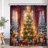Рождественская шторка для душа Елка Подарки Зимний лес Кедр Природа Пейзаж Дом Настенный гобелен Тканевые шторы для ванной Декор
