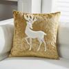 Gold Pillowcase with Reindeer and Snowflake Embroidery - Christmas Cushion Cover