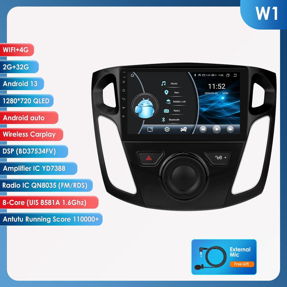 Hizpo 9-дюймовый интеллектуальный экран 2din Android автомобильный радиоприемник мультимедиа видеоплеер для Ford Focus 3 MK 3 2011 - 2019 GPS Carplay Auto Bluetooth SWC 4G WIFI