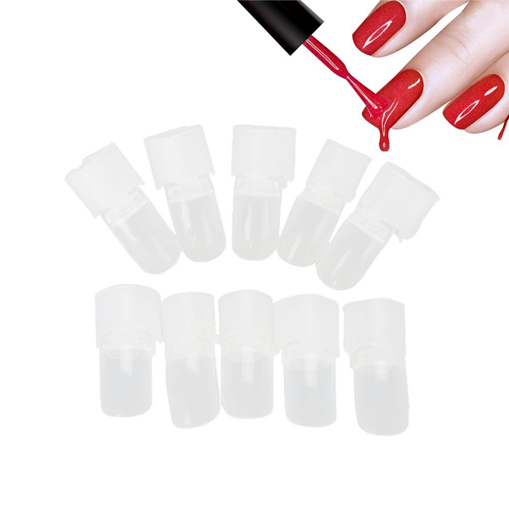 10PCS Soft Elastic Finger Nail Cover Flexible Nail Art Shield Nail Varnish Holder Home Use