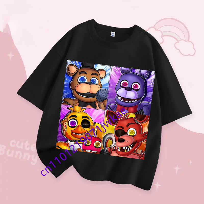 Детская милая летняя футболка с коротким рукавом 'Five Nights at Freddy's' для мальчиков и девочек, детская одежда