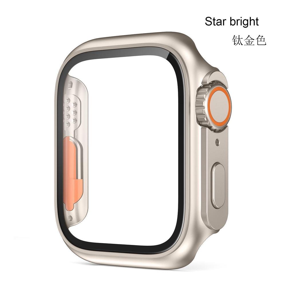 Корпус из закаленного стекла + чехол для часов ПК для Apple Watch 8 7 45 мм 41 мм 44 мм 40 мм Обновление до Apple Watch Ultra 49 мм Защитный бампер-экран