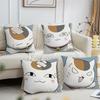 Kawaii Cute Cat Anime Sensei Cushion Cover N-Nyanko Soft Pillow Case for Sofa Living Room Home Office Decor Protective Covers