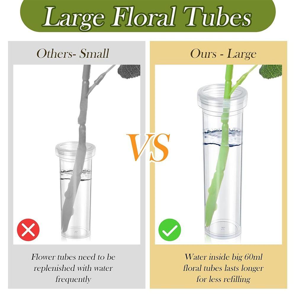100Pcs Transparent Plastic Flower Preservation Pipe with Caps Nutritional Flower Tube Flowers Decor