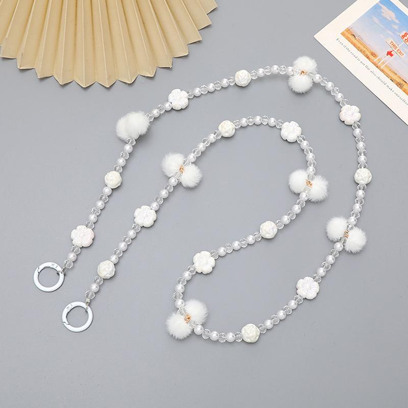 Plush Bead Crossbody Chain Phone Strap Crossbody Lanyard Backpack Lanyards Long Mobile Phone Rope Pendant Camera Strap