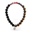 Stones and Minerals. Brazilian Rhodochrosite Bracelet + Matte Black Onyx Beads + 8 Mm Wood. Made In France.