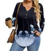 Womens Plus Size Long Sleeve Shirts  V Neck Tunic Tops Basic Loose Fit Tee Tops