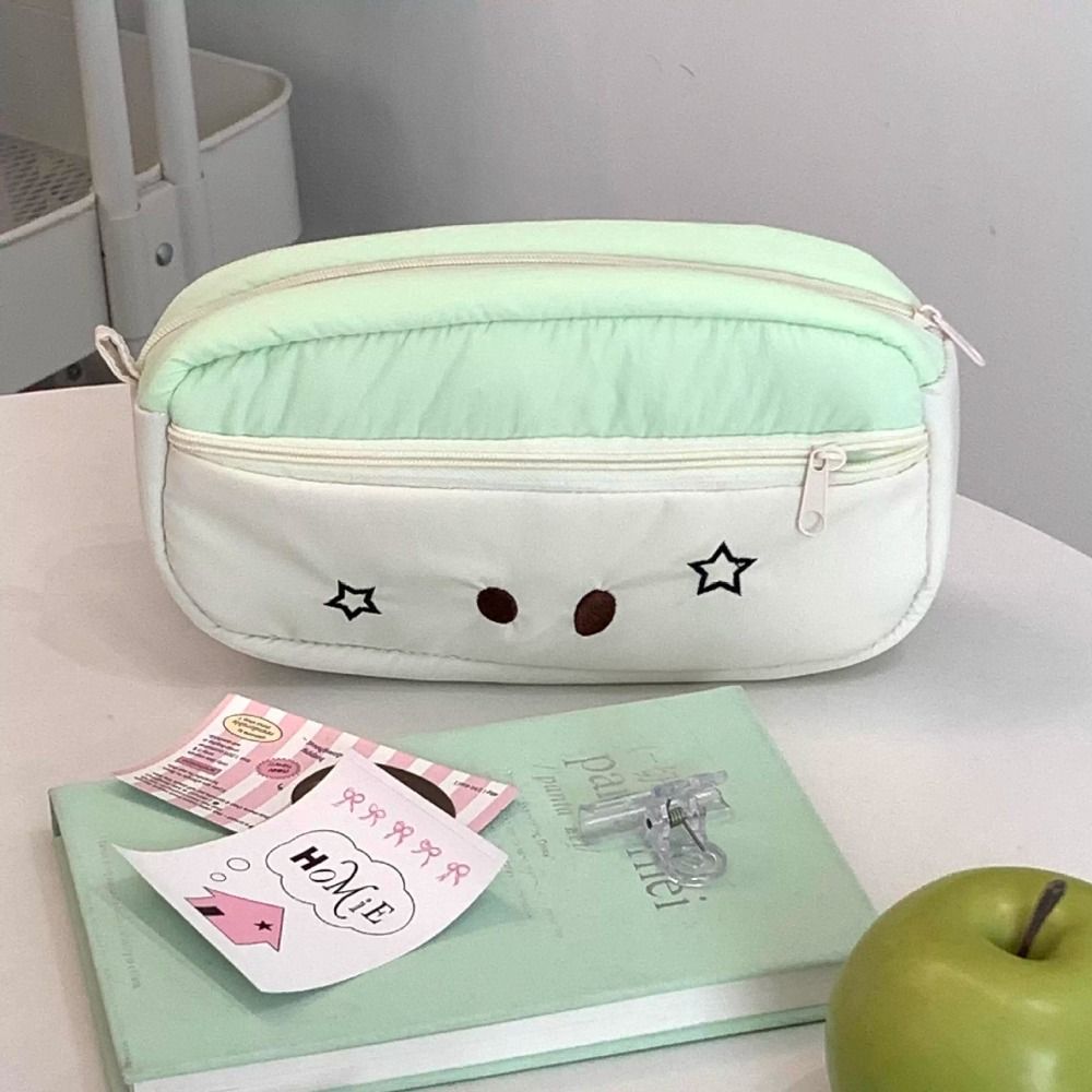 Double Layers Pencil Case Contrast Color Stationery Bag Stationery Storing Bag  School Office