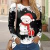 Ugly Christmas Shirt Women's T-shirt Black and White Cat 3D Printed Long Sleeve Weekend Festival Funny Round Neck Top
