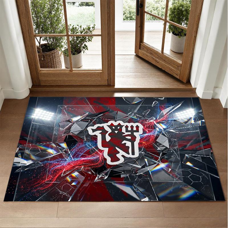 Manchester United Design Crystal Velvet Rug Soft Decorative Mat for Bedroom Entrance