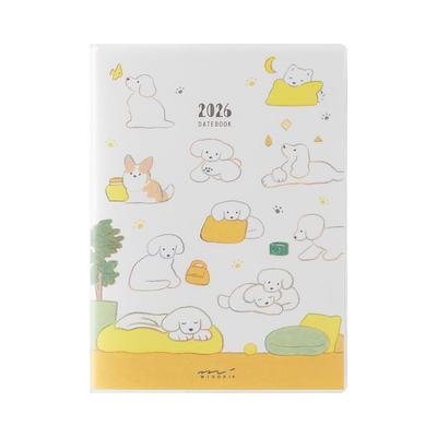 Карманный ежедневник Midori, 2026, A6, Недельный, С рисунком собак, 22366006 (Начинается в январе 2026 года)