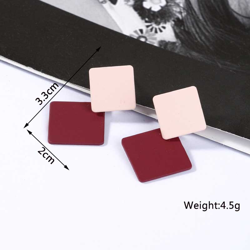 New Wine Red Geometric Hanging Earrings for Women Metal Pendants Dangle Earrings Red Exaggerated Drop Earrings aretes