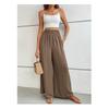 High-waist Casual Simple Solid Color Elastic Waist Loose Wide-leg Pants