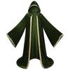 Medieval Wizard Velvet Cape Cosplay Costume Gold Trim Magic Robe Halloween Performance Attire