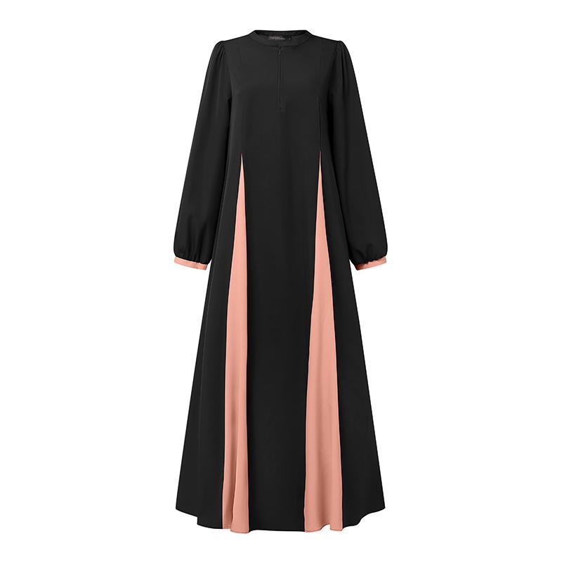 ZANZEA Женское повседневное платье с круглым вырезом и длинным рукавом в стиле пэчворк