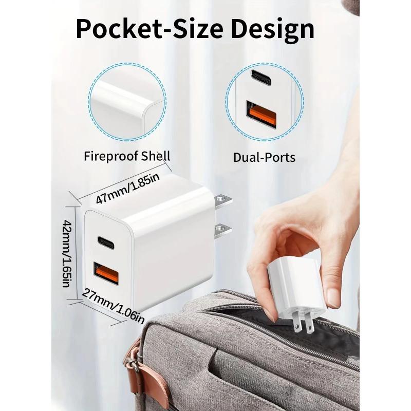 Блок быстрой зарядки USB C 20 Вт Двухпортовый адаптер питания с кабелем 6 футов Type C Комплект для быстрой зарядки для серии iPhone 15 i