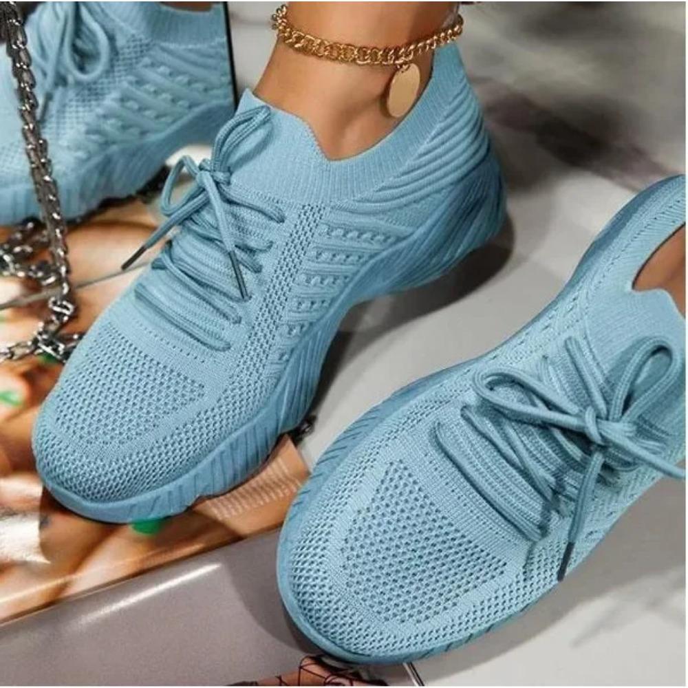 Women's Sneakers Breathable Casual Shoes Lace-up Vulcanized Shoes Mesh Platform Shoes Comfortable Tennis Shoe Plus Size Flats
