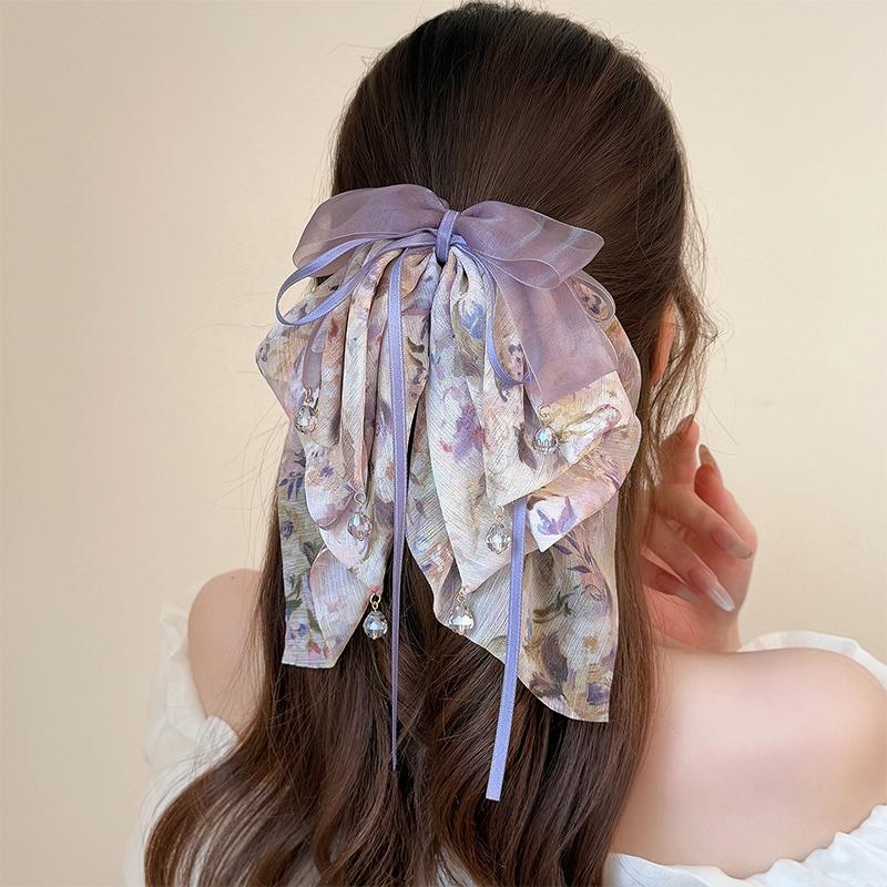Сладкий цветочный бант бусина заколка для хвостика женская французская элегантная заколка для волос заколка-акула