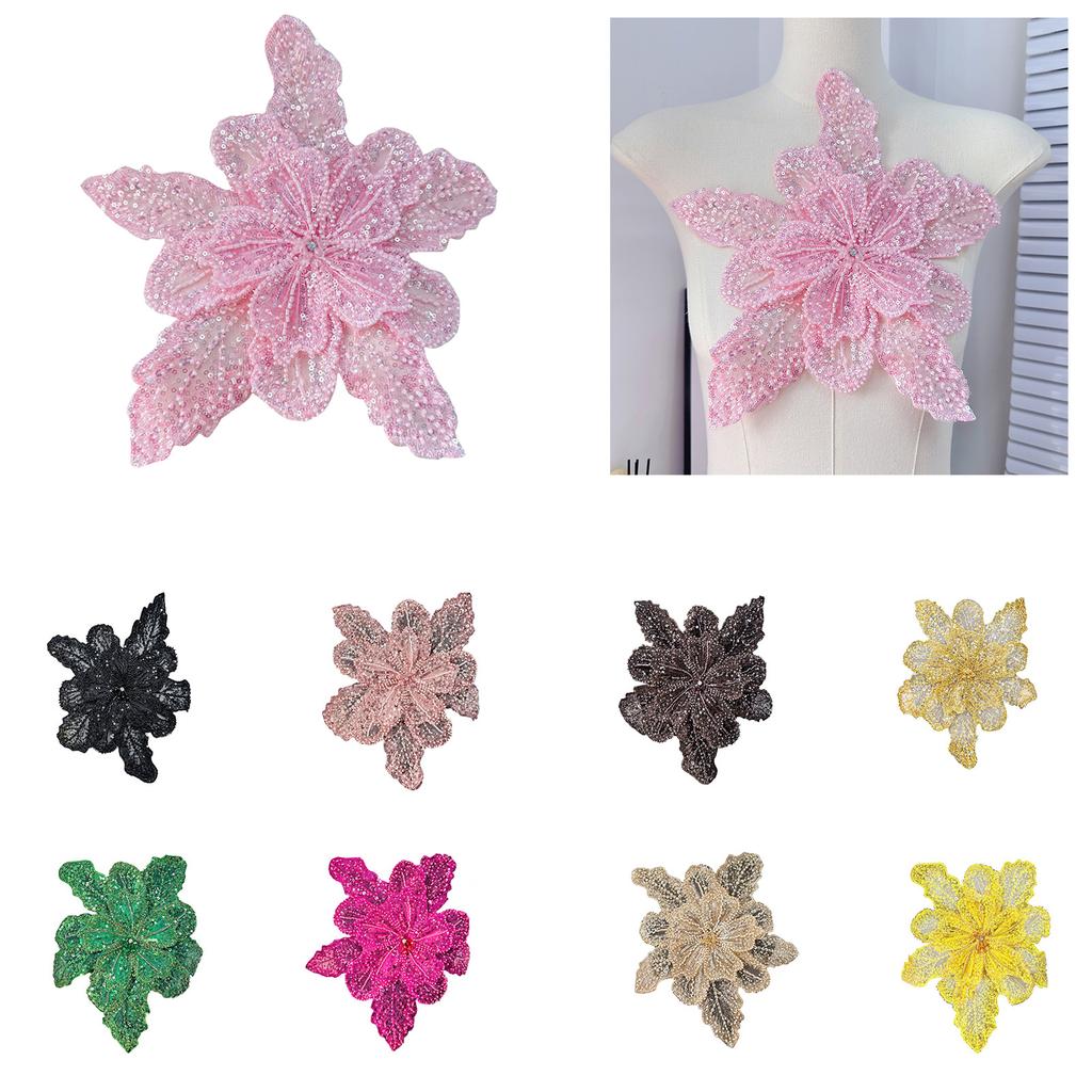 Eye-Catching Sequins Flower Applique for Clothes Hat Sewing Patches DIY Scarf Wedding Dress Decors Accessories