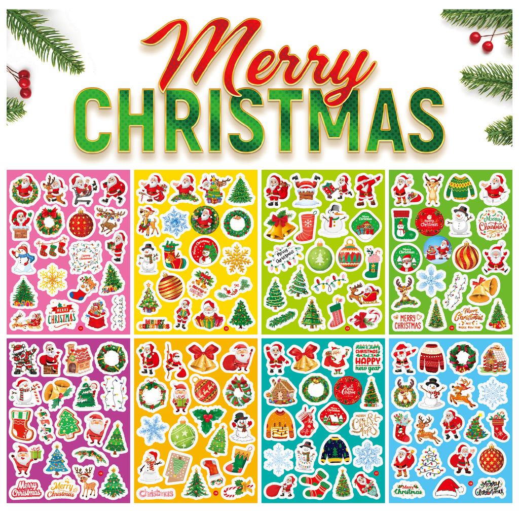 Christmas Stickers Stickers Waterproof Gift Party Decoration Stationery Stickers Cartoon Laser Christmas Stickers