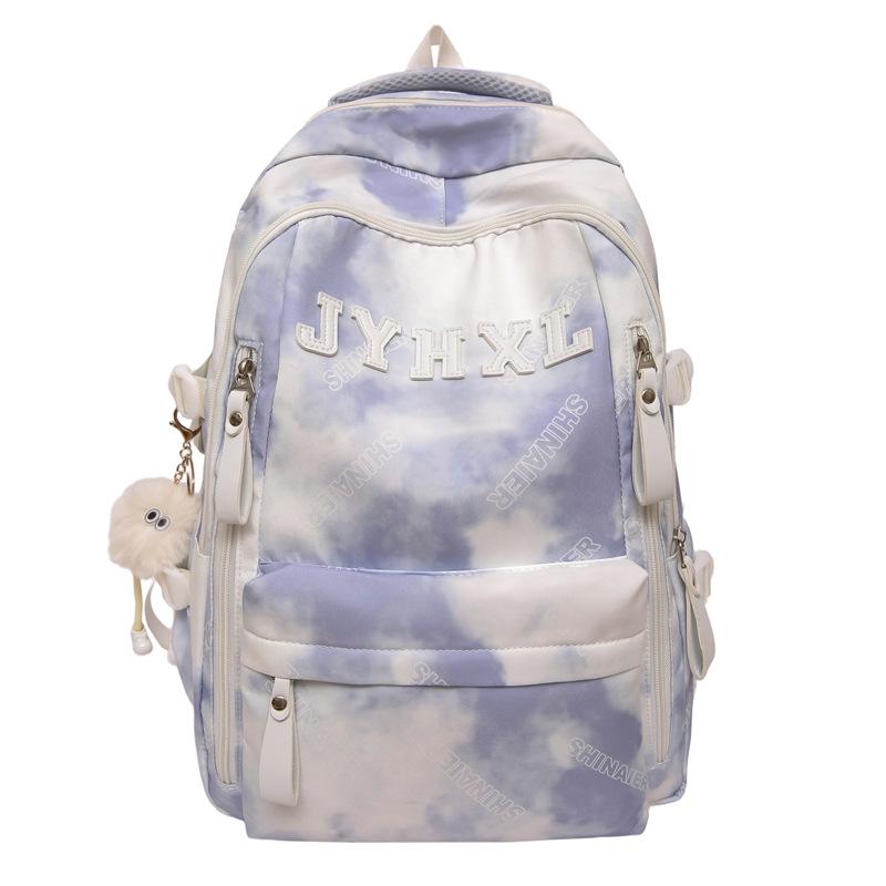 School bag: new tie-dye backpack for women, university birthday department, large capacity trendy backpack, junior high school students