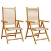 VidaXL Chaises de jardin lot de 2 beige bois d'acacia et polypropylène, siège de jardin, assise extérieure, chaise pliable, 367656