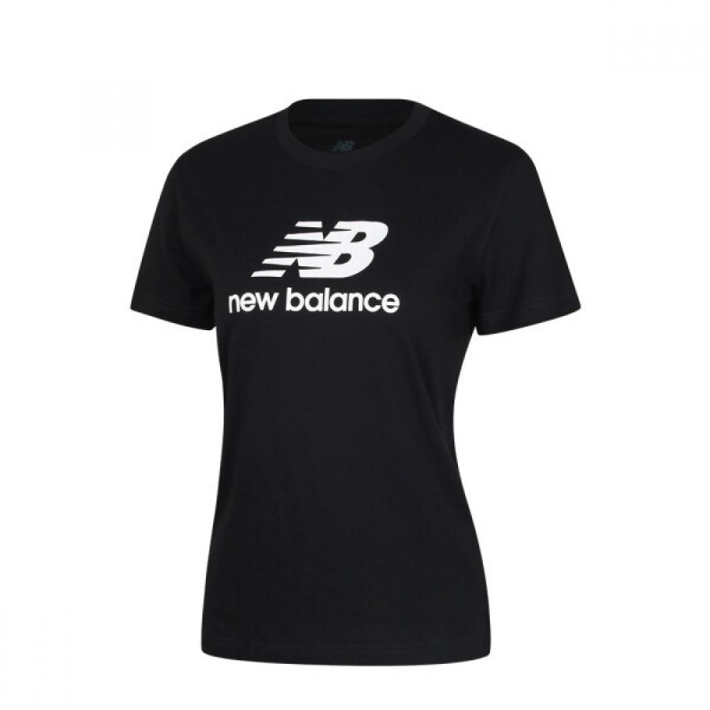 New Balance Женская футболка с коротким рукавом SPORTS ESSENTIALS с логотипом из джерси, черная, WT41502 BK