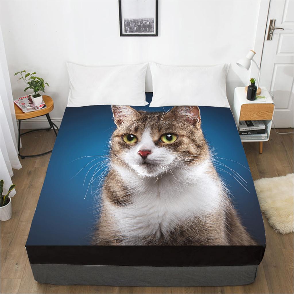 Домашний текстиль Собака Кошка 3D Печать Узор Простыня Чехол для матраса Простыня с эластичной резинкой Постельное белье